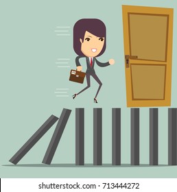 domino effect and problem solving. Stock flat vector illustration.