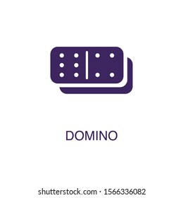 Domino element in flat simple style on white background. Domino icon, with text name concept template