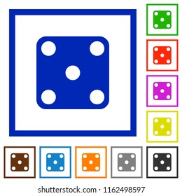 Domino five flat color icons in square frames on white background
