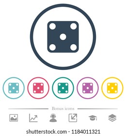 Domino five flat color icons in round outlines. 6 bonus icons included.