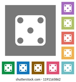 Domino five flat icons on simple color square backgrounds