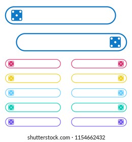 Domino five icons in rounded color menu buttons. Left and right side icon variations.