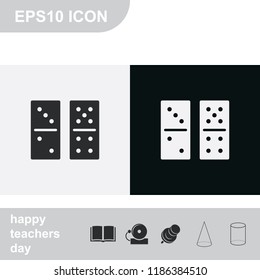 Domino flat black and white vector icon.