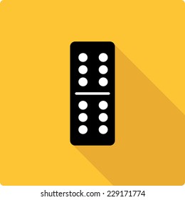 Domino flat vector illustration on yellow background.  