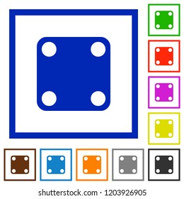 Domino four flat color icons in square frames on white background
