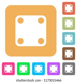 Domino four flat icons on rounded square vivid color backgrounds.