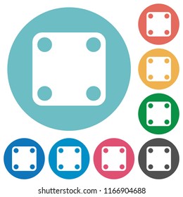 Domino four flat white icons on round color backgrounds