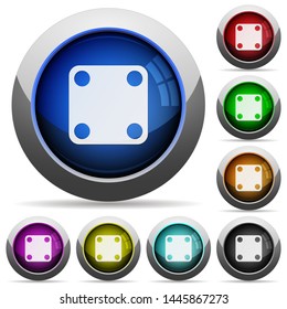 Domino four icons in round glossy buttons with steel frames