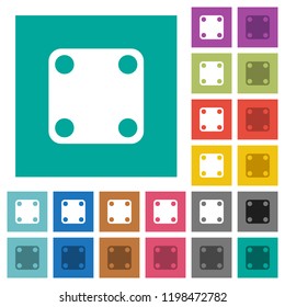 Domino four multi colored flat icons on plain square backgrounds. Included white and darker icon variations for hover or active effects.