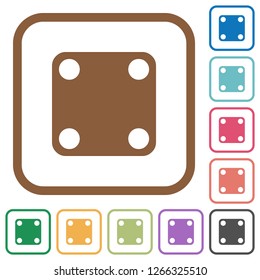 Domino four simple icons in color rounded square frames on white background