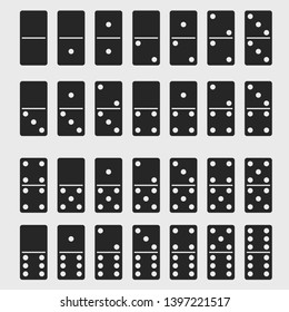 Domino full set. Dominoes bones signs isolated. Abstract concept 28 pieces for Full Classic Game. Vector graphic element