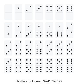 Domino full set. Dominoes bones. 28 pieces for game. Vector illustration