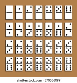 Domino full set with shadows on a brown background.