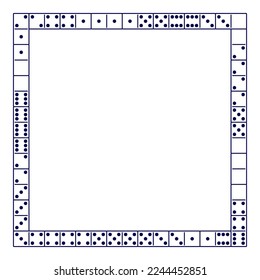 Domino game elements stacked in a square frame