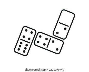 Domino Game. Set of domino bones. White pieces with black dots isolated on background. 
Vector illustration for game.
