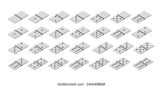 domino game set in flat style isometry, vector