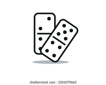 Símbolo de juego Domino. Conjunto de huesos de dominó. Piezas blancas con puntos negros aislados en el fondo. 
Ilustración vectorial para el juego.
