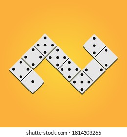 Domino icon game chain on the orange background in flat style 