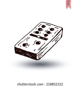  Domino icon, hand drawn vector illustration.