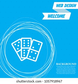 domino icon on a blue background with abstract circles around and place for your text. Vector illustration