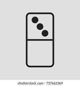 domino icon on white background with outline design style. circle series. vector illustration. number three