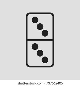 domino icon on white background with outline design style. circle series. vector illustration. number six