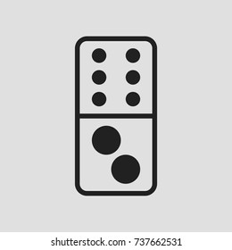 domino icon on white background with outline design style. circle series. vector illustration. number eight