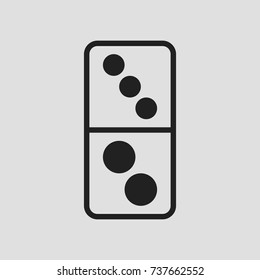 domino icon on white background with outline design style. circle series. vector illustration. number five