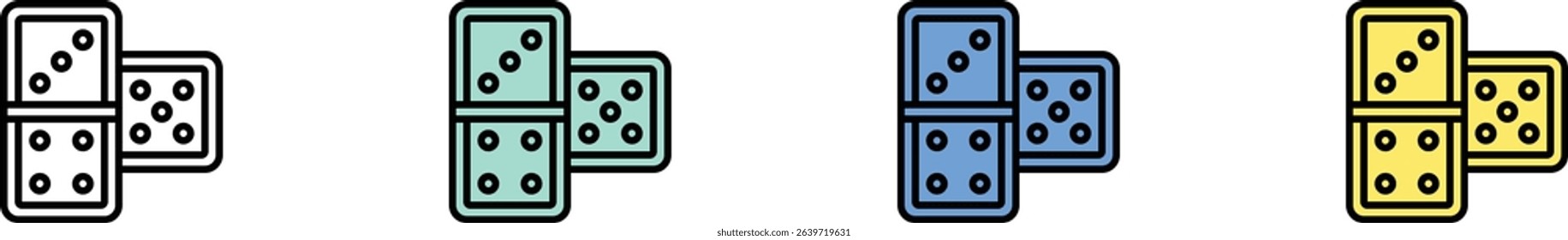 domino icon. Outline, Green, Blue and Yellow Style Design Isolated On White Background