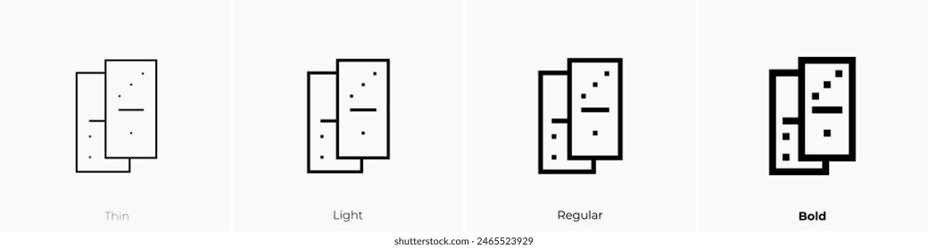 Domino-Symbol. Dünnes, leichtes Regular- und Bold-Design isoliert auf weißem Hintergrund