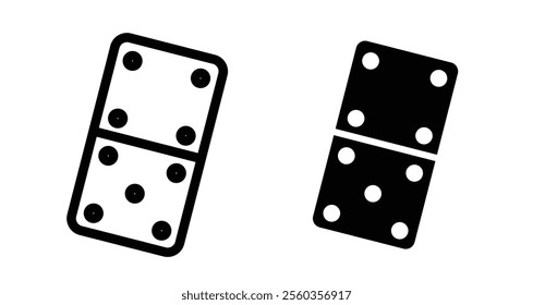 Domino Icons. black and white vector illustration set.