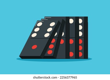 ilustración vectorial del efecto dominó aislado de domino