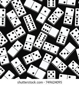 Domino monochrome seamless pattern on black background