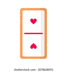 Domino one by one hearts bone cookie with heart for Valentine's Day or wedding. Board games concept.