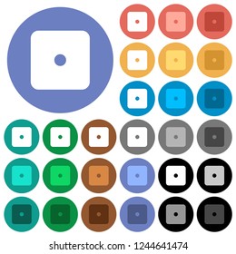 Domino one multi colored flat icons on round backgrounds. Included white, light and dark icon variations for hover and active status effects, and bonus shades.