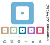 Domino one white flat icons on color rounded square backgrounds. 6 bonus icons included
