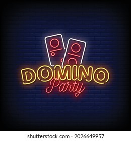 Domino Party Neon Signs Style Text Vector