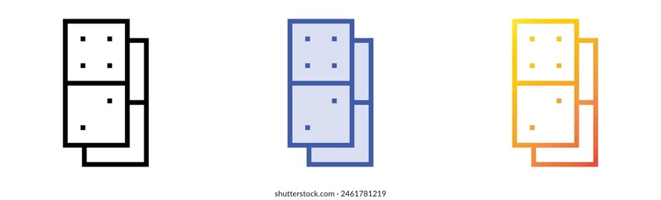 Domino-Stück-Symbol. Lineares, blaues Füllungs- und Verlaufsstil-Design auf weißem Hintergrund