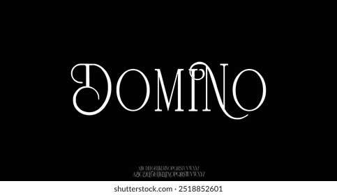 Domino premium de lujo elegante letras del alfabeto y números. Antiguas tipografía de boda clásica serif fuente decorativa vintage retro. Ilustración vectorial creativa