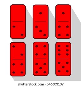 Domino red. One and three. Heart of six pieces on a gray background. used for web development, printing, decorations, ornaments.
