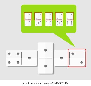 Domino rules illustration. How to play dominoes. Domino icon.