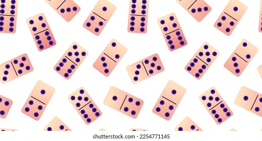 Domino seamless pattern. Casino bone signs. Numbers strategy. Fun stone board. Toy passion gambling. Play game. Gaming competition. Rectangular pieces. Vector texture recent background