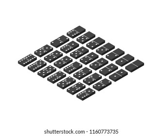 Domino set.  Isolated on white background. 3d Vector illustration. Isometric projection.