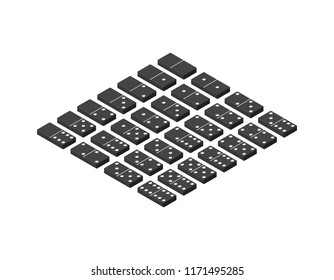 Domino set.  Isolated on white background. 3d Vector illustration. Isometric projection.