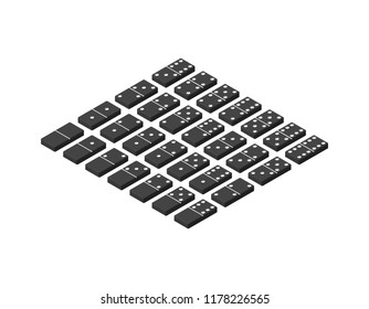 Domino set.  Isolated on white background. 3d Vector illustration. Isometric projection.