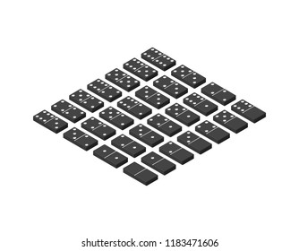 Domino set.  Isolated on white background. 3d Vector illustration. Isometric projection.