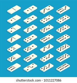 Domino set in isometric. Vector illustration. Flat style