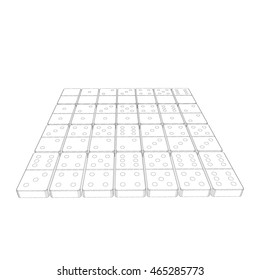 Domino set.Isolated on white background. Vector outline illustration.