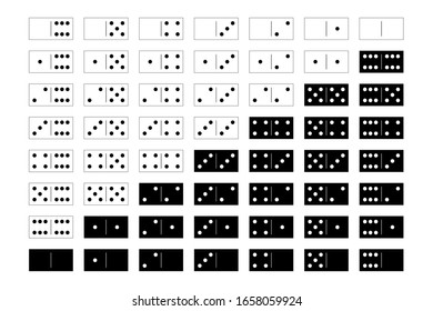 Domino sets of 28 tiles. Two packages in black and white. Simple flat vector illustration.