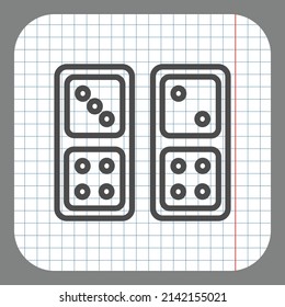 Domino einfache Symbol Vektor. Flaches Design. Auf Graphpapier. Grauer Hintergrund.ai
